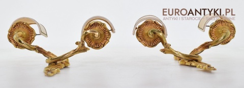 2 rokokowe kinkiety pałacowe lampki ścienne pozłacane antyki vintage retro do stylowych wnętrz