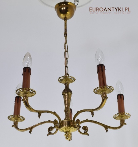 Austriacki żyrandol salonowy mosiężna lampa wisząca do luksusowego pokoju antyk