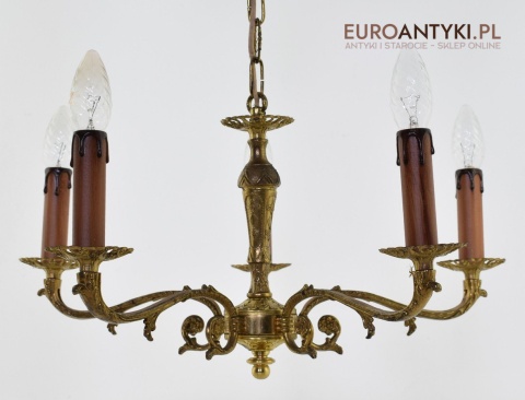 Austriacki żyrandol salonowy mosiężna lampa wisząca do luksusowego pokoju antyk