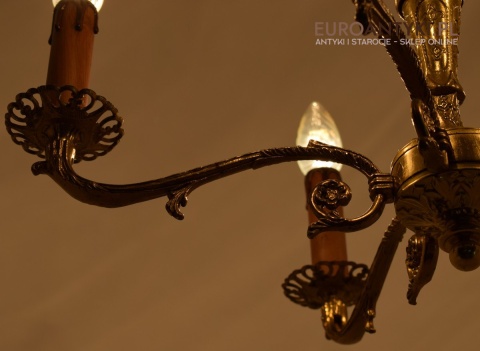 Austriacki żyrandol salonowy mosiężna lampa wisząca do luksusowego pokoju antyk