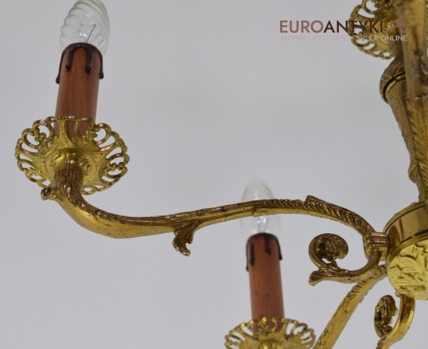 Austriacki żyrandol salonowy mosiężna lampa wisząca do luksusowego pokoju antyk