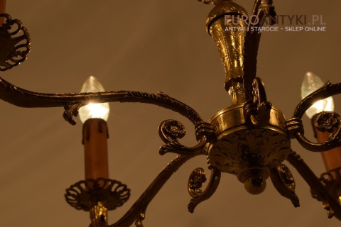 Austriacki żyrandol salonowy mosiężna lampa wisząca do luksusowego pokoju antyk
