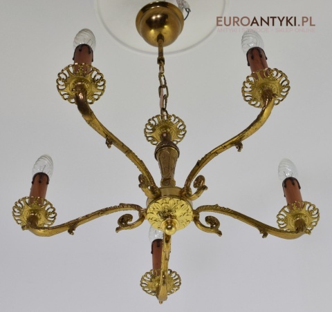Austriacki żyrandol salonowy mosiężna lampa wisząca do luksusowego pokoju antyk