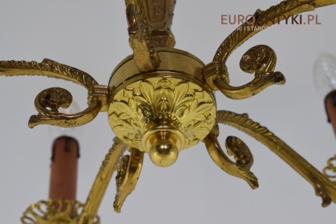 Austriacki żyrandol salonowy mosiężna lampa wisząca do luksusowego pokoju antyk