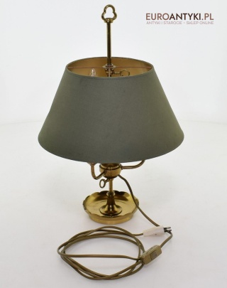 Empire lampka gabinetowa z zielonym abażurem oświetlenie Cesarstwo Francuskie antyki do domu