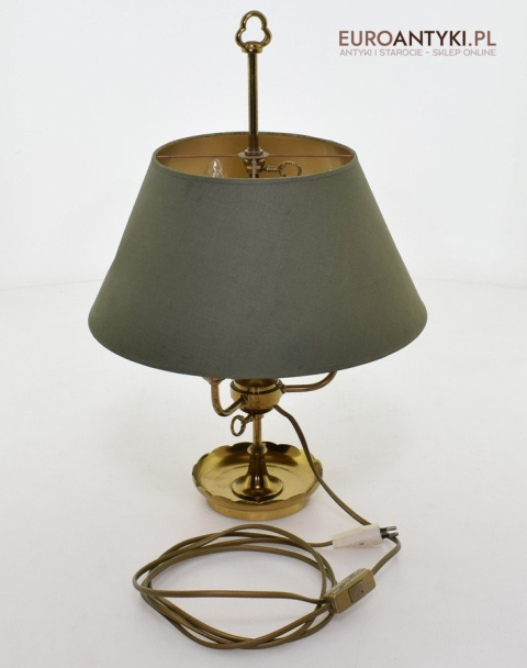 Empire lampka gabinetowa z zielonym abażurem oświetlenie Cesarstwo Francuskie antyki do domu