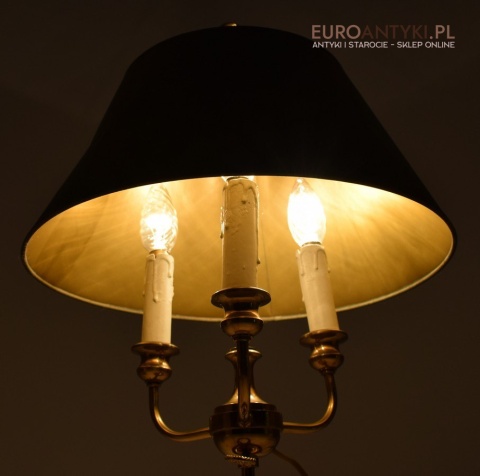 Empire lampka gabinetowa z zielonym abażurem oświetlenie Cesarstwo Francuskie antyki do domu