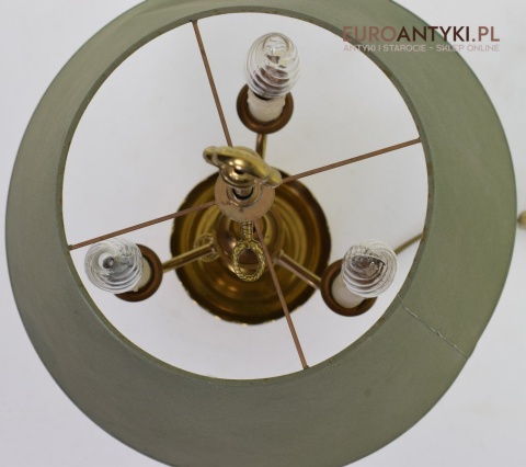 Empire lampka gabinetowa z zielonym abażurem oświetlenie Cesarstwo Francuskie antyki do domu