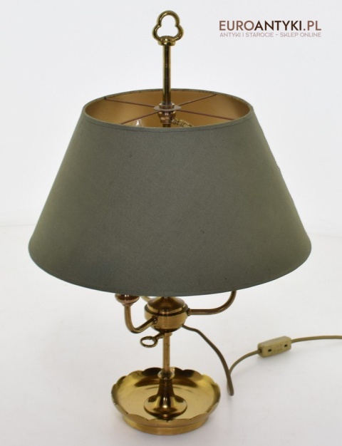 Empire lampka gabinetowa z zielonym abażurem oświetlenie Cesarstwo Francuskie antyki do domu