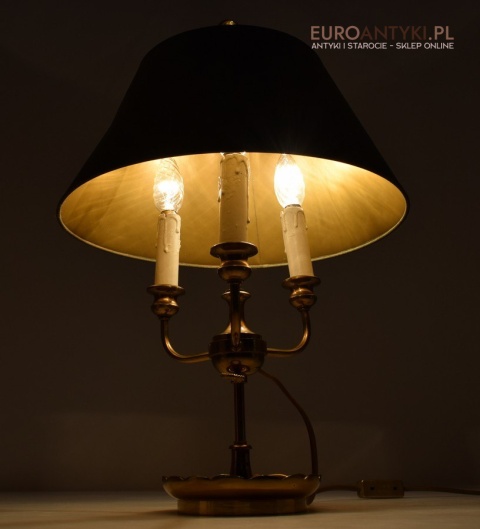 Empire lampka gabinetowa z zielonym abażurem oświetlenie Cesarstwo Francuskie antyki do domu