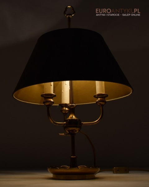 Empire lampka gabinetowa z zielonym abażurem oświetlenie Cesarstwo Francuskie antyki do domu