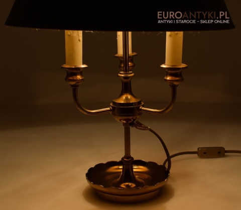 Empire lampka gabinetowa z zielonym abażurem oświetlenie Cesarstwo Francuskie antyki do domu