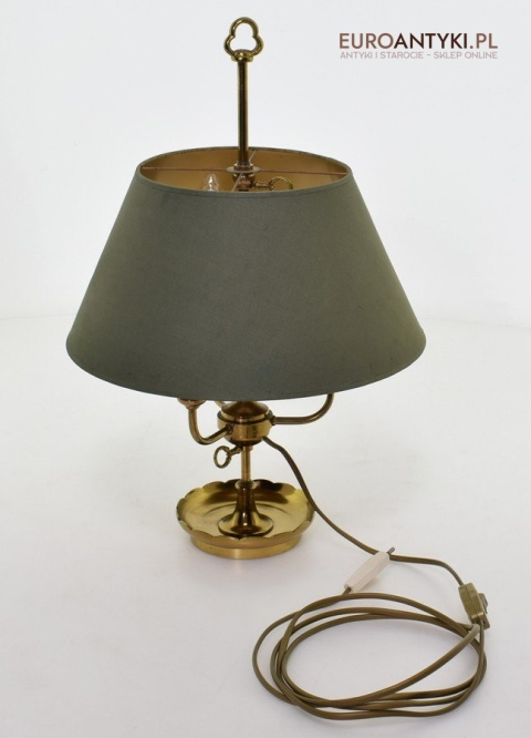 Empire lampka gabinetowa z zielonym abażurem oświetlenie Cesarstwo Francuskie antyki do domu