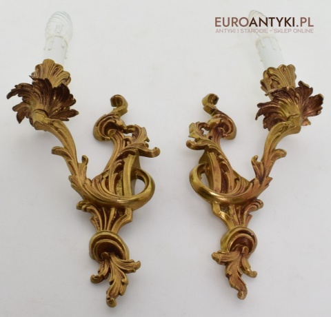 Pozłacane kinkiety barokowe rokokowe antyki ekskluzywne oświetlenie pałacowe