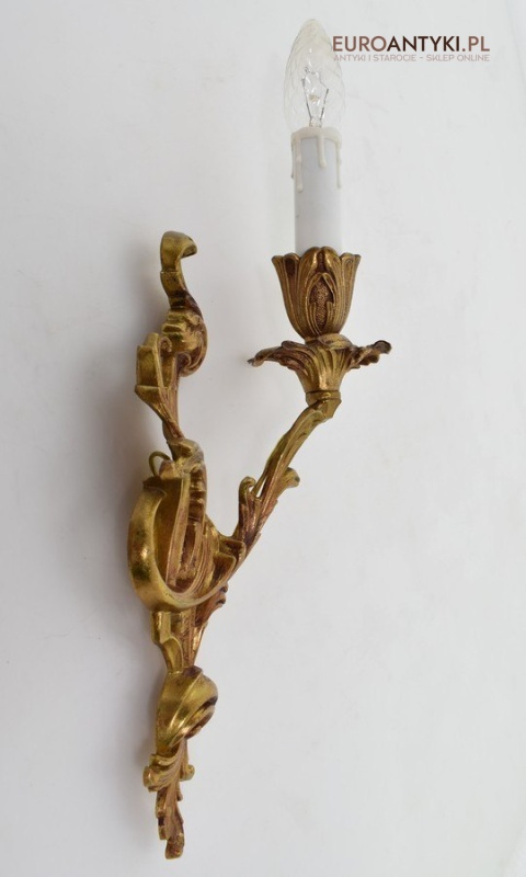 Pozłacane kinkiety barokowe rokokowe antyki ekskluzywne oświetlenie pałacowe