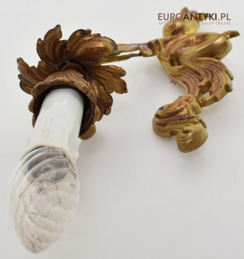 Pozłacane kinkiety barokowe rokokowe antyki ekskluzywne oświetlenie pałacowe