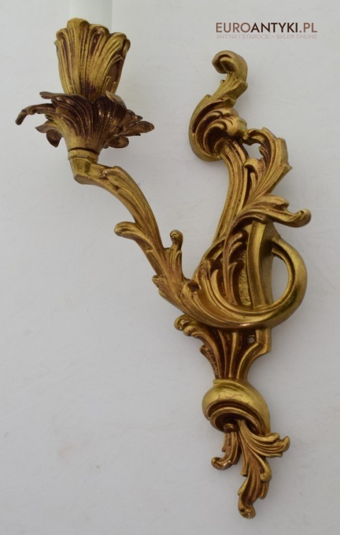 Pozłacane kinkiety barokowe rokokowe antyki ekskluzywne oświetlenie pałacowe