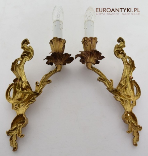 Pozłacane kinkiety barokowe rokokowe antyki ekskluzywne oświetlenie pałacowe