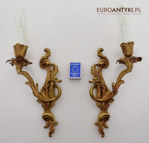 Pozłacane kinkiety barokowe rokokowe antyki ekskluzywne oświetlenie pałacowe