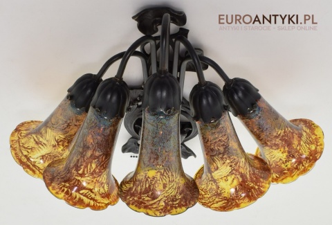 kinkiet z bursztynowymi kloszami