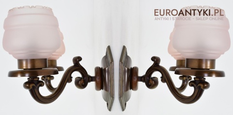 XL Duże kinkiety do dworku, gabinetu. Lampy ścienne z różowymi kloszami, oświetlenie Chesterfield.