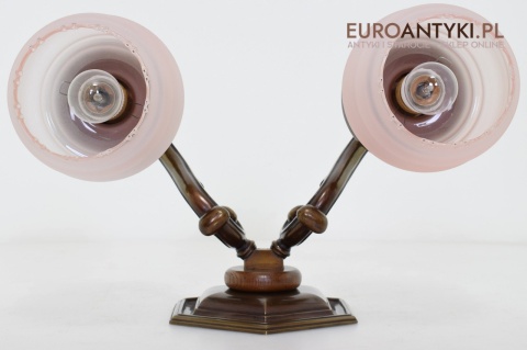 XL Duże kinkiety do dworku, gabinetu. Lampy ścienne z różowymi kloszami, oświetlenie Chesterfield.