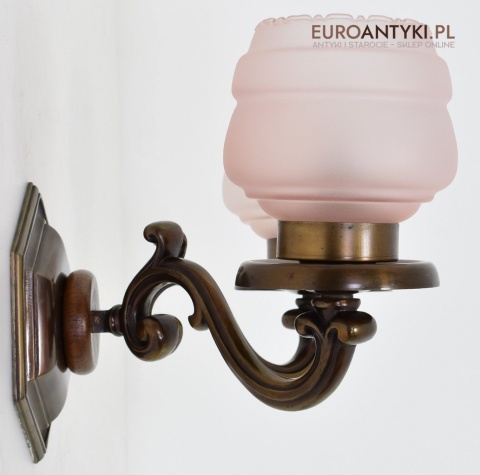 XL Duże kinkiety do dworku, gabinetu. Lampy ścienne z różowymi kloszami, oświetlenie Chesterfield.