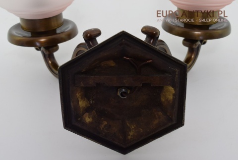 XL Duże kinkiety do dworku, gabinetu. Lampy ścienne z różowymi kloszami, oświetlenie Chesterfield.