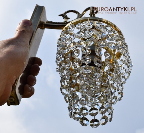 Antyk retro kinkiet kryształowy lampa ścienna z kryształami oświetlenie zabytkowe