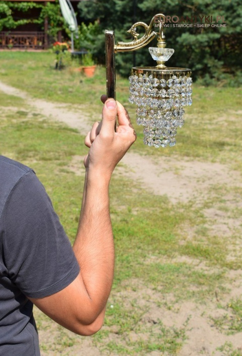 Antyk retro kinkiet kryształowy lampa ścienna z kryształami oświetlenie zabytkowe