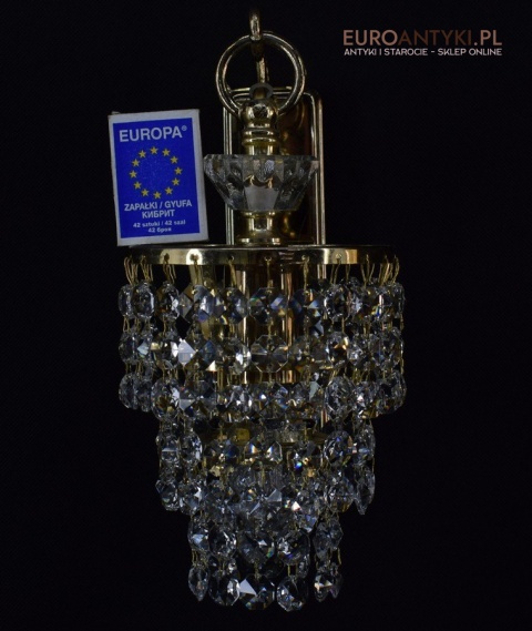 Antyk retro kinkiet kryształowy lampa ścienna z kryształami oświetlenie zabytkowe