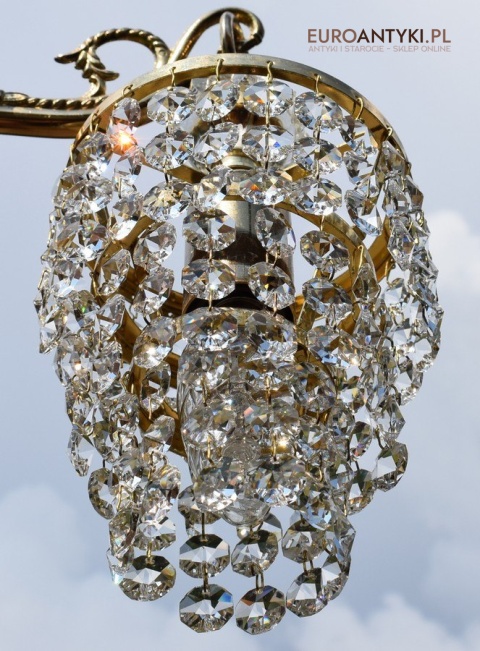 Antyk retro kinkiet kryształowy lampa ścienna z kryształami oświetlenie zabytkowe