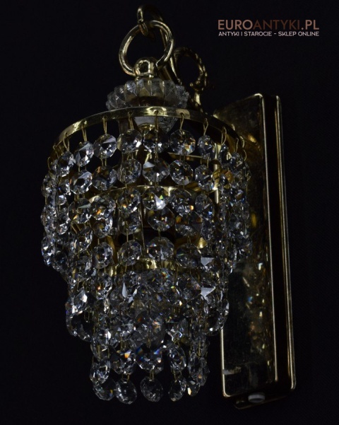 Antyk retro kinkiet kryształowy lampa ścienna z kryształami oświetlenie zabytkowe