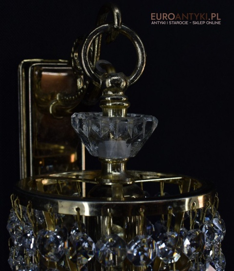 Antyk retro kinkiet kryształowy lampa ścienna z kryształami oświetlenie zabytkowe