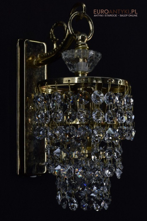 Antyk retro kinkiet kryształowy lampa ścienna z kryształami oświetlenie zabytkowe