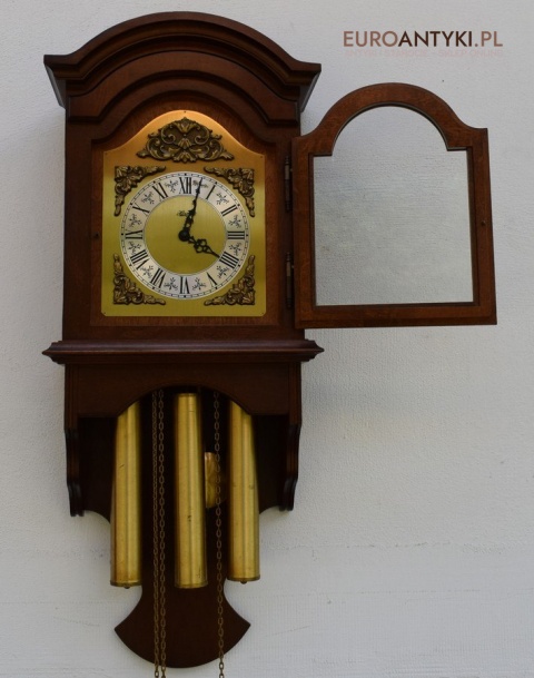 Antyk. Stary zegar HERMLE wiszący ścienny 3 obicążniki. Wybija piękną melodie co 15 minut