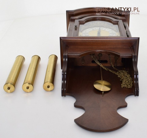 Antyk. Stary zegar HERMLE wiszący ścienny 3 obicążniki. Wybija piękną melodie co 15 minut