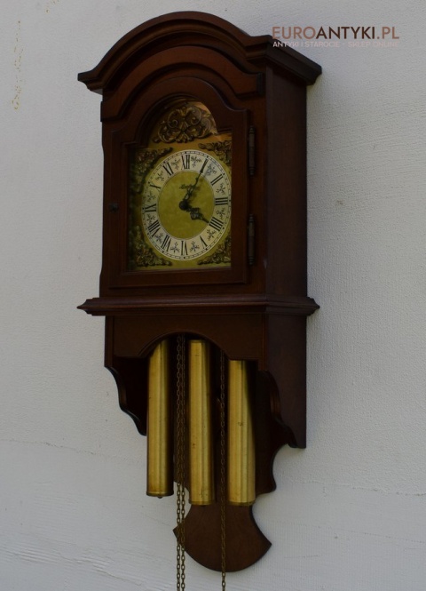 Antyk. Stary zegar HERMLE wiszący ścienny 3 obicążniki. Wybija piękną melodie co 15 minut