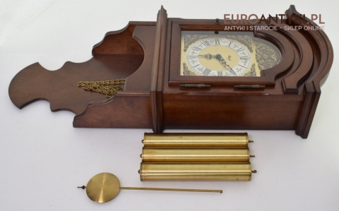 Antyk. Stary zegar HERMLE wiszący ścienny 3 obicążniki. Wybija piękną melodie co 15 minut