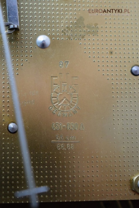 Antyk. Stary zegar HERMLE wiszący ścienny 3 obicążniki. Wybija piękną melodie co 15 minut