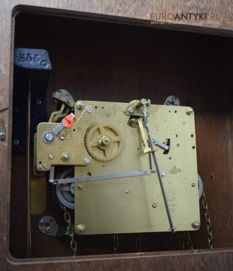 Antyk. Stary zegar HERMLE wiszący ścienny 3 obicążniki. Wybija piękną melodie co 15 minut
