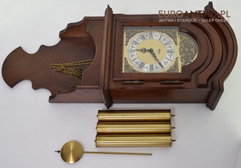 Antyk. Stary zegar HERMLE wiszący ścienny 3 obicążniki. Wybija piękną melodie co 15 minut
