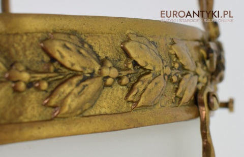 Secesyjna lampa sufitowa do pałacu zamku. Żyrandol antyczny ze szlifowanym kloszem antyk Art Nouveau