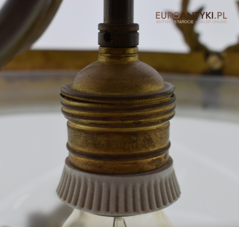 Secesyjna lampa sufitowa do pałacu zamku. Żyrandol antyczny ze szlifowanym kloszem antyk Art Nouveau