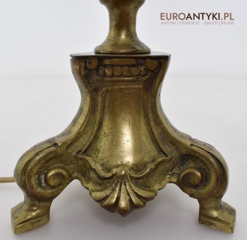 2 zabytkowe lampy na stolik. Muzealne mosiężne lamki stołowe pałacowe dworskie.