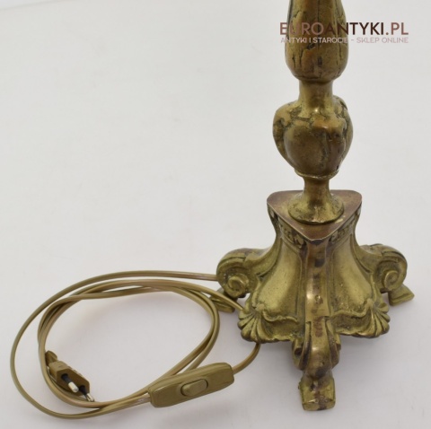 2 zabytkowe lampy na stolik. Muzealne mosiężne lamki stołowe pałacowe dworskie.