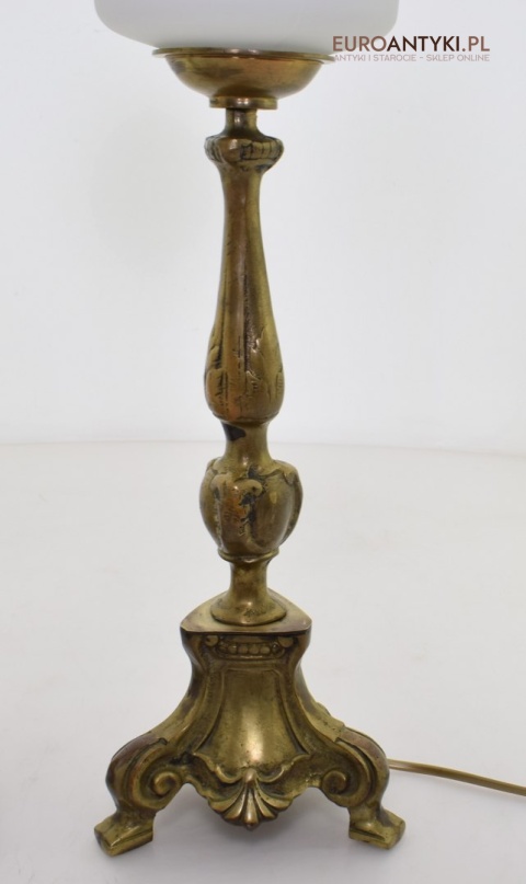 2 zabytkowe lampy na stolik. Muzealne mosiężne lamki stołowe pałacowe dworskie.