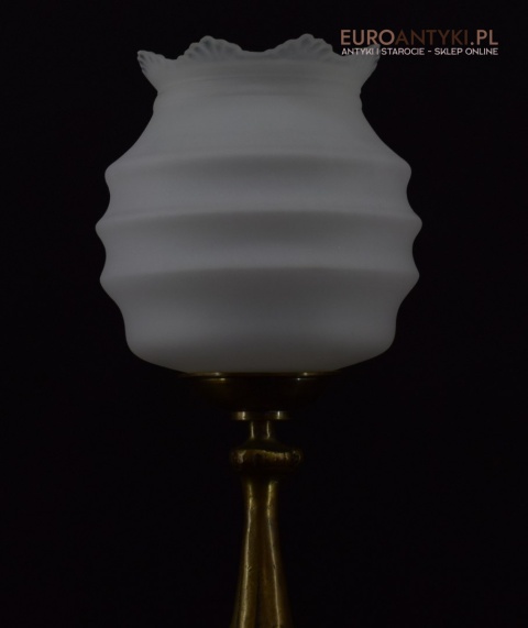 2 zabytkowe lampy na stolik. Muzealne mosiężne lamki stołowe pałacowe dworskie.