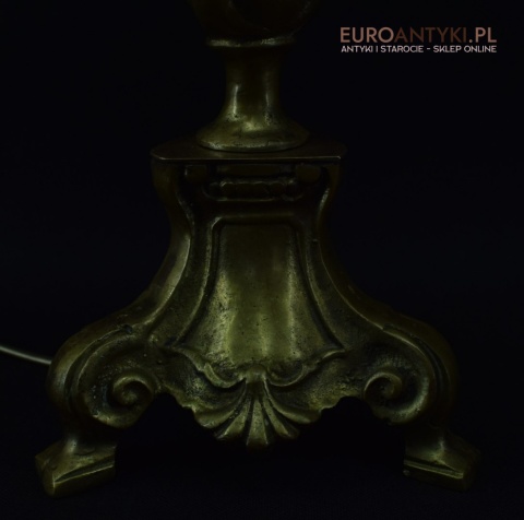 2 zabytkowe lampy na stolik. Muzealne mosiężne lamki stołowe pałacowe dworskie.