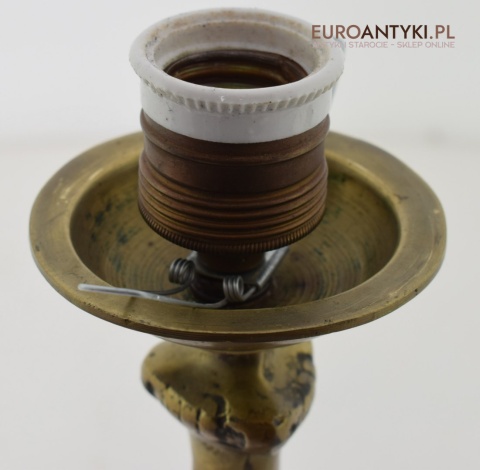 2 zabytkowe lampy na stolik. Muzealne mosiężne lamki stołowe pałacowe dworskie.